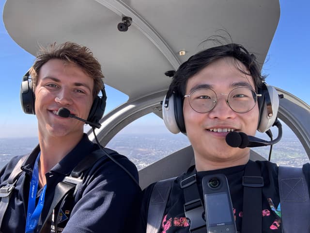 With flight instructor